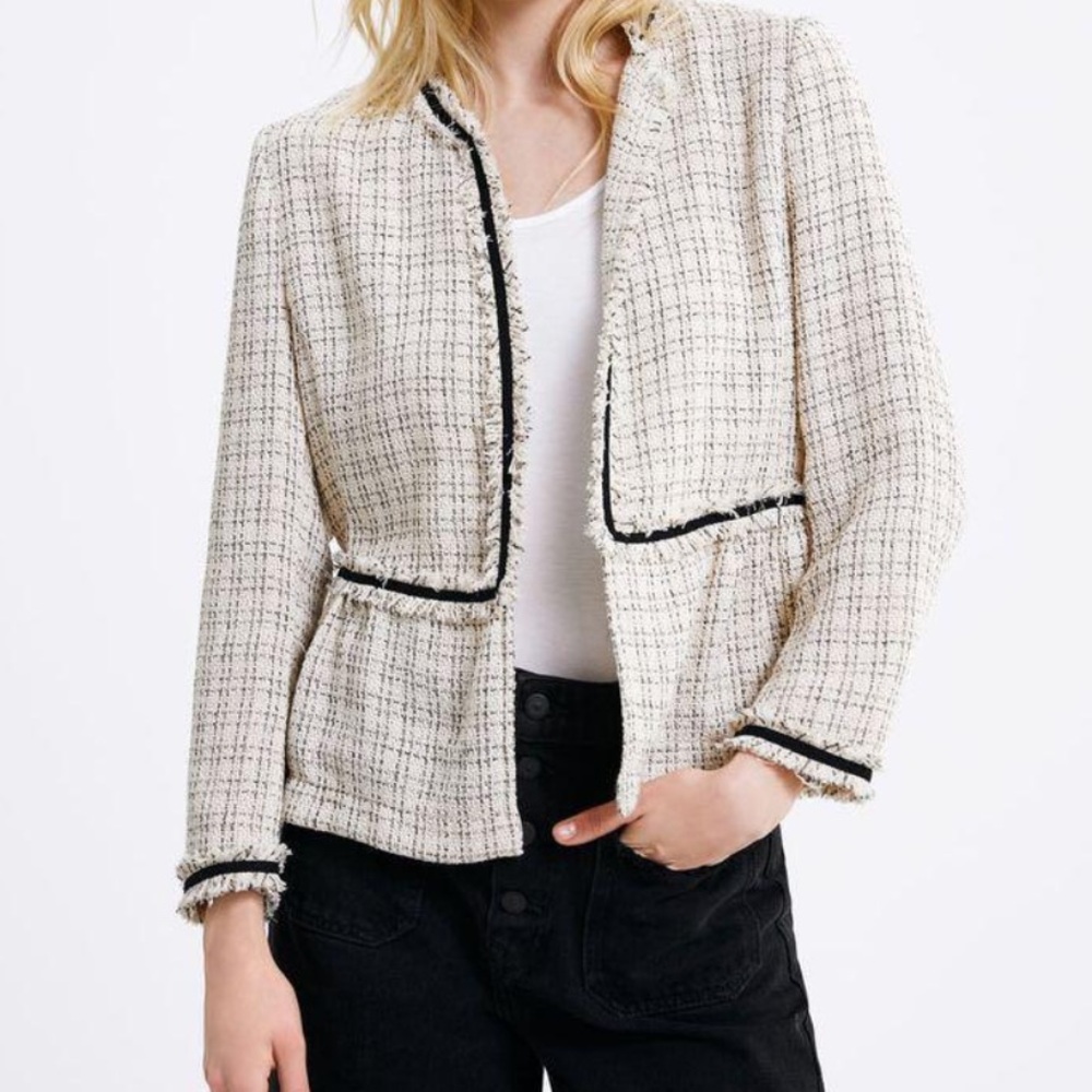 ZARA never worn cream and black tweed jacket